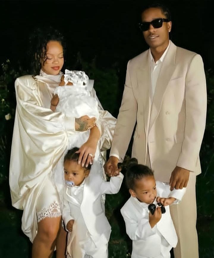 Rihanna and A$AP Rocky with their kids