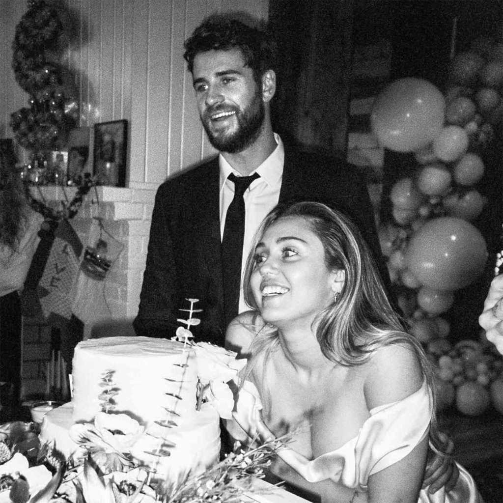 Miley Cyrus and Liam Hemsworth on their wedding day
