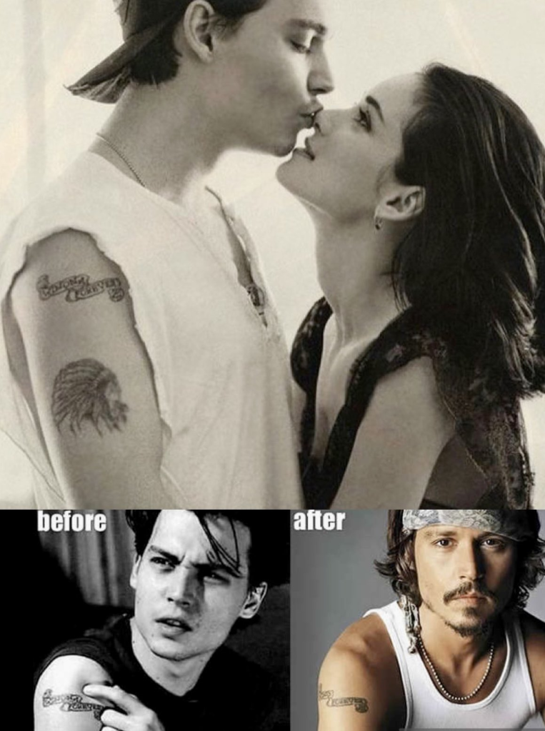 Johnny Depp and Winona Ryder kissing