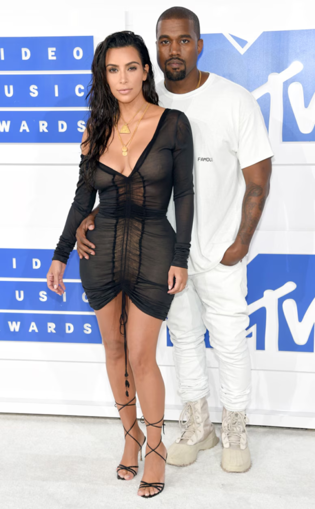 Kim Kardashian and Kanye West at an MTV event