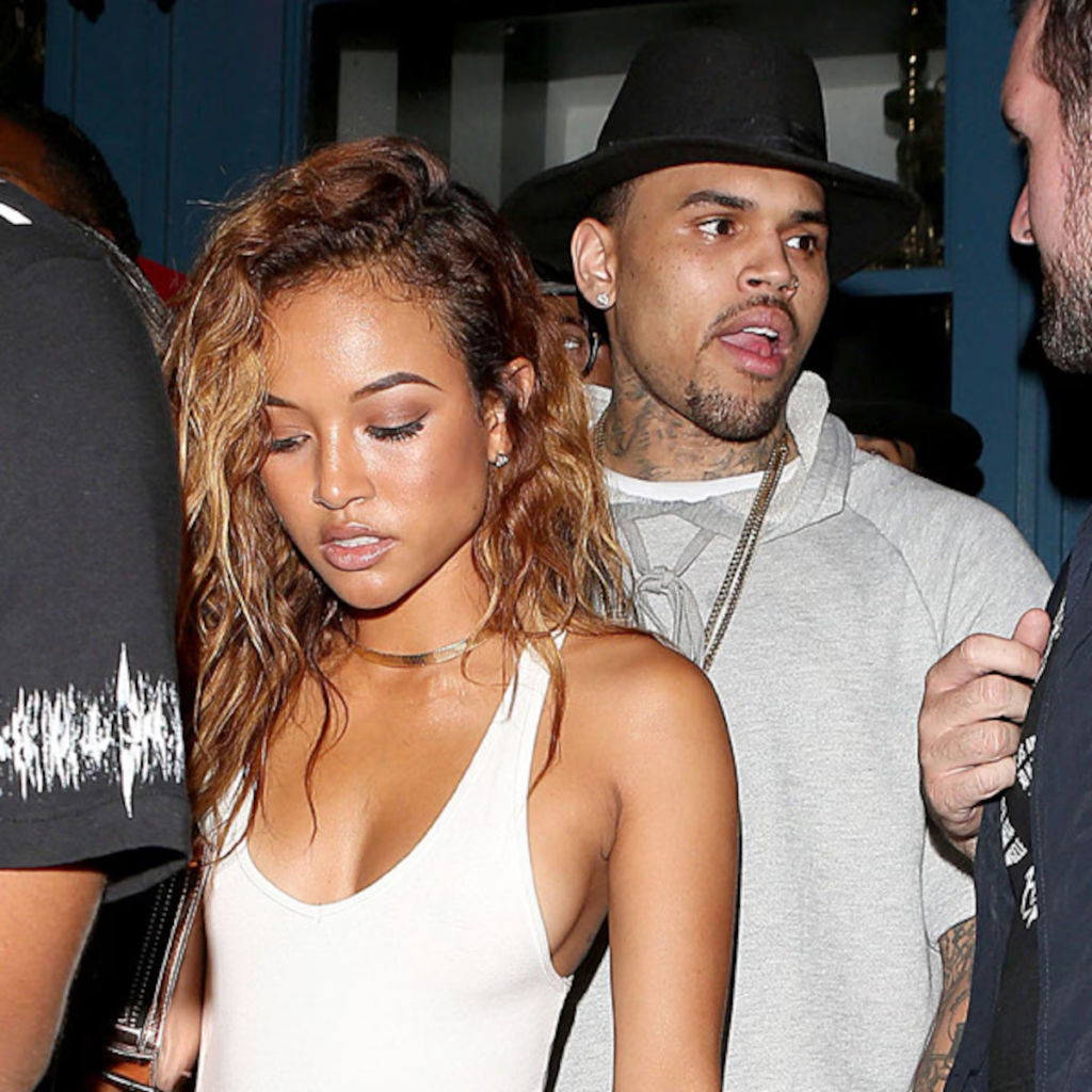 Chris Brown and Karrueche leaving a party together