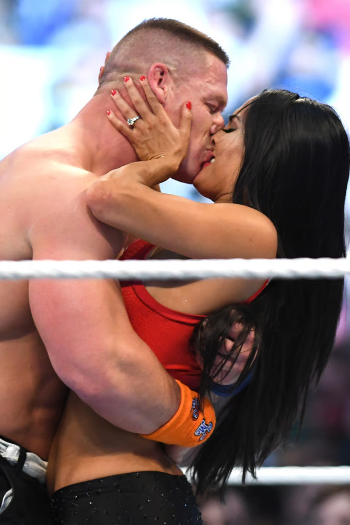 Nikki Bella and John Cena kissing