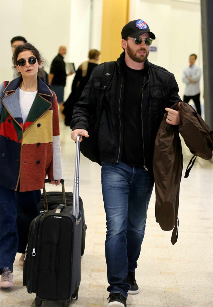 Chris Evans and Jenny Slate traveling