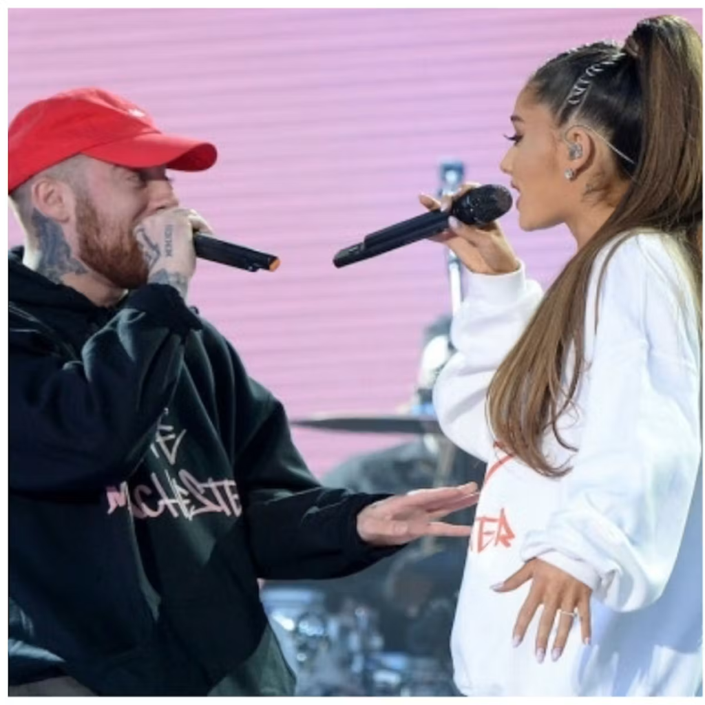 Ariana Grande and Mac Miller performing on stage