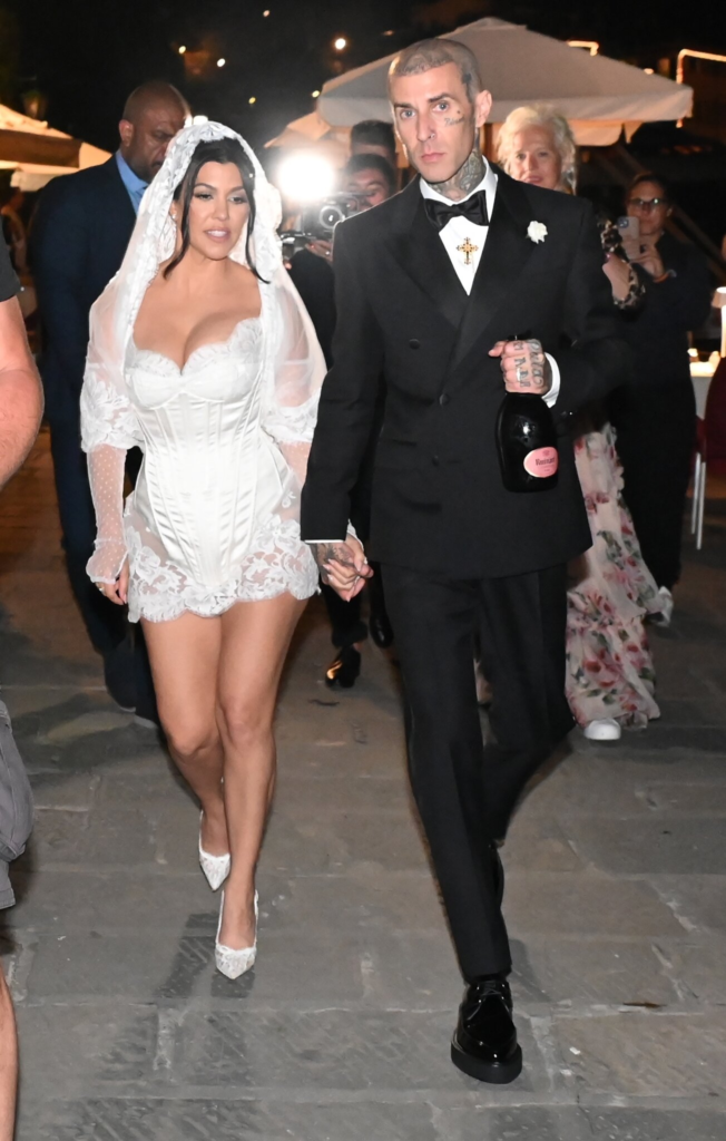 Kourtney Kardashian and Travis Barker on their wedding