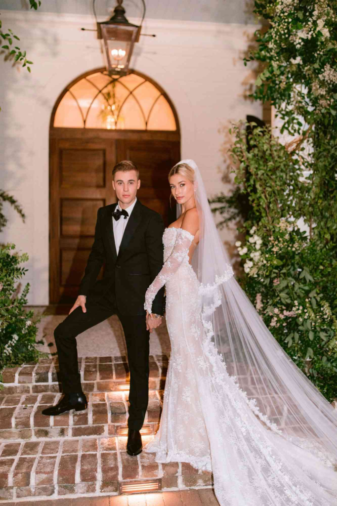 Hailey Bieber and Justin Bieber on their wedding day