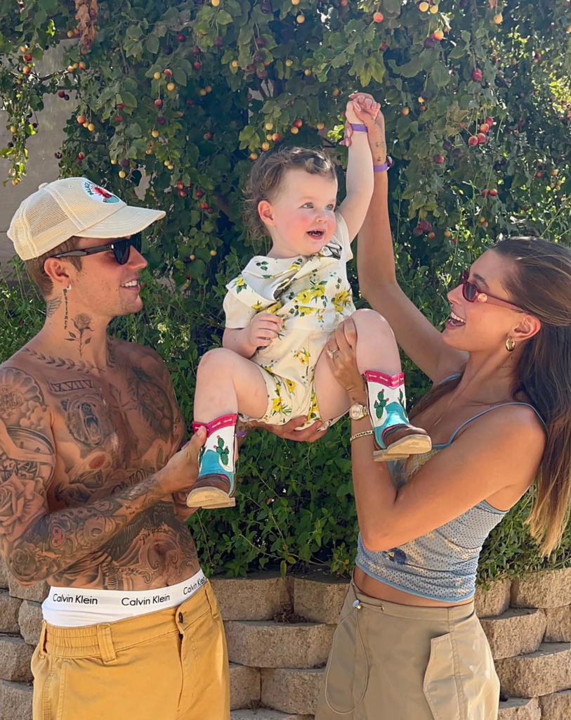 Hailey Bieber and Justin Bieber with their kid