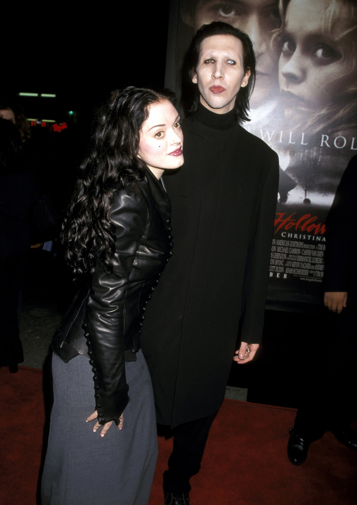 Rose McGowan and Marilyn Manson at an event
